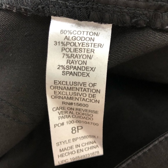 Democracy Ab Solution Booty Lift Cotton Blend Black Whiskered Straight Jeans 8P - Picture 9 of 16